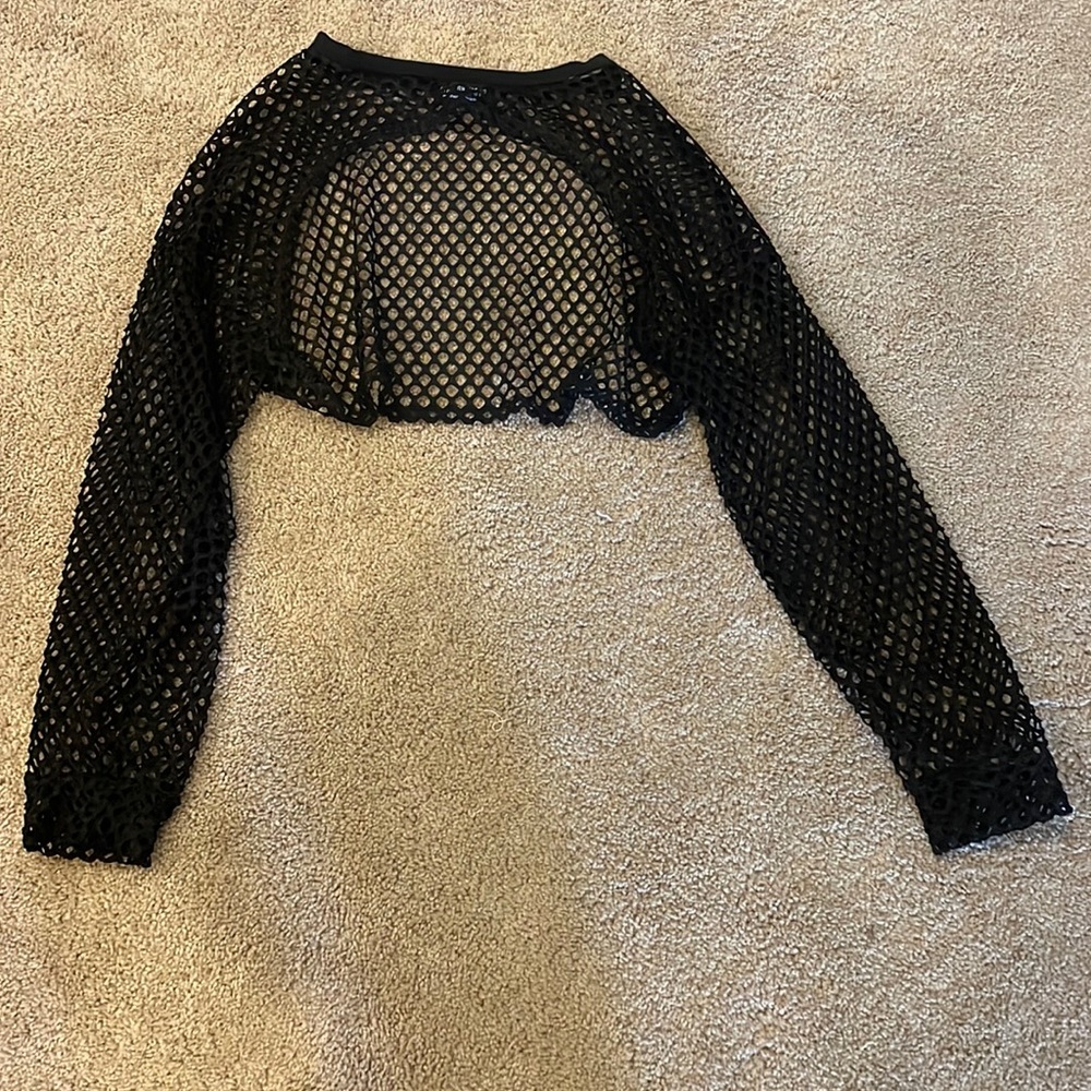 New fashion nova mesh long sleeve cutout shirt one size